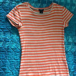 Ann Taylor Orange and Tan Striped T-Shirt- Size XS